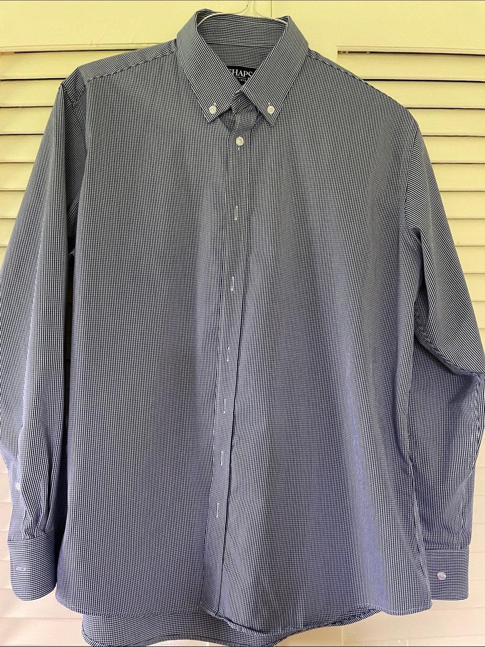Chaps Men's Navy and White Micro-Check Button-Down Shirt